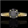 Image 1 : Natural 2.0 CTW Black Diamond Designer Inspired Solitaire Engagement Ring 18K Gold - 22216-REF#58Y7V