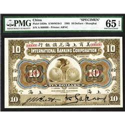 International Banking Corporation, 1905 "Shanghai" Issue Specimen Banknote.