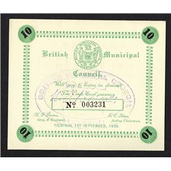 British Municipal Council, 1939  Tientsin  Scrip Note Issue.