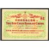 Image 2 : The Sin Chun Bank of China, $1, 1907 Shanghai Issue Banknote.