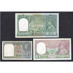 Reserve Bank and Government of India, 1938-1945 Issues, Trio of Notes