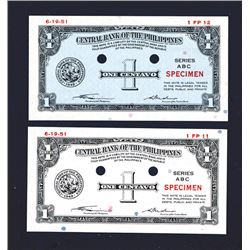 Central Bank of the Philippines 1949 Essay Banknote Pair.