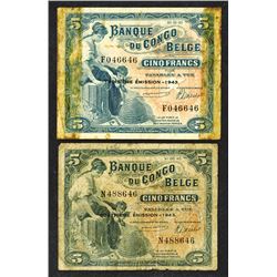 Banque du Congo Belge. 1943 Issue.