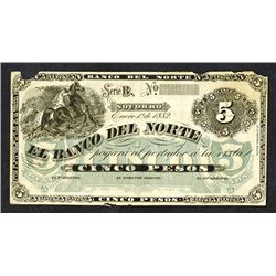 Banco del Norte. 1882 Issue.