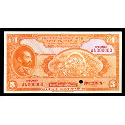 State Bank of Ethiopia ND (1945) Color Trial Banknote.