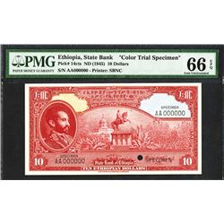 State Bank of Ethiopia, ND (1945) Color Trial Specimen.