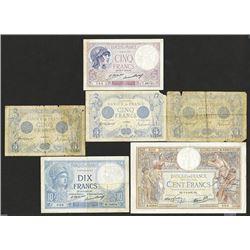 Banque de France. 1913-39 Issues. One a short snorter.