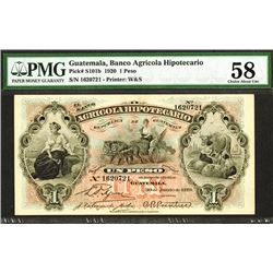 Agricola Hipotecario, 1920 Issue Banknote.