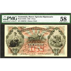 Agricola Hipotecario, 1920 Issue Banknote.