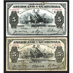 Banco Americano de Guatemala. 1918-19 Issue.