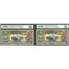 Image 1 : Banco de Occidente en Quezaltenango, 1916 Sequential  Banknote Pair.