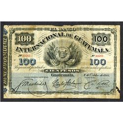 Banco Internacional de Guatemala. 1914 Issue.