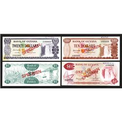 Bank of Guyana. 1966 ND Issue. Specimens.