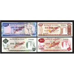 Bank of Guyana. 1966-89 ND Issue. Specimens.