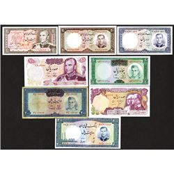 Bank Melli & Markazi Iran, 1958-1976 Issues, Group of 8 Notes