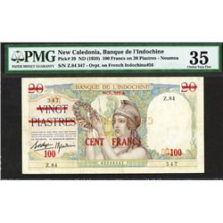 Banque De L'Indochine, ND (1939) Provisional Issue Bank Note.