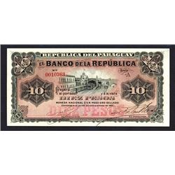 Banco De LA Republica, 1907 Issue Banknote.