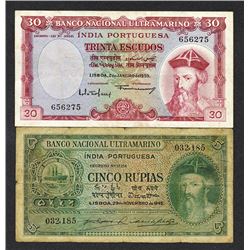 Banco Nacional Ultramarino. India Portuguesa. 1945, 1959 Issues.