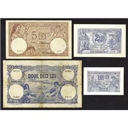 Banca Nationala Romaniei, 1915-1920 Issues, Group of 4 Notes