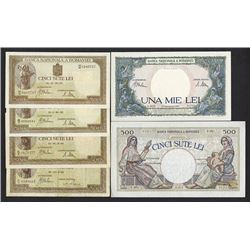 Banca Nationala Romaniei, 1938-1943 Issues, Group of 6 Notes