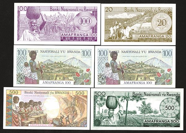 Banque Nationale du Rwanda, 1964-1978 Issues, Group of 6 Notes