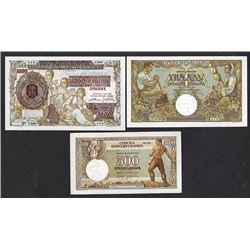 Serbian National Bank, 1941-1942 Issues, Trio of Notes