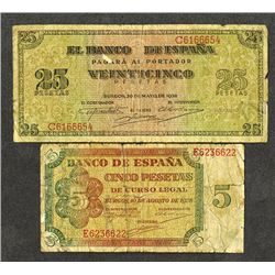 Banco de Espana. 1938 Issues.