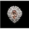Image 2 : 3.30ct Morganite and Diamond Ring - 18KT White Gold