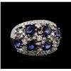 Image 2 : 14KT White Gold 3.12ctw Sapphire and Diamond Ring