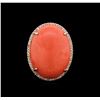 Image 2 : 30.29ct Pink Coral and Diamond Ring - 14KT Rose Gold