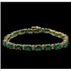 Image 1 : 13.12ctw Emerald and Diamond Bracelet - 14KT Yellow Gold