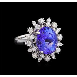 6.25ct Tanzanite and Diamond Ring - 14KT White Gold