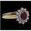 Image 1 : 0.79ct Ruby and Diamond Ring - 14KT Yellow Gold