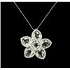 Image 1 : 11.63ctw Green Amethyst and Diamond Pendant With Chain - 14KT White Gold