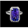 Image 2 : 6.75ct Tanzanite and Diamond Ring - 14KT White Gold