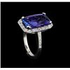 Image 4 : 6.75ct Tanzanite and Diamond Ring - 14KT White Gold