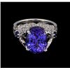 Image 2 : 7.55ct Tanzanite and Diamond Ring - 14KT White Gold