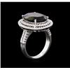 Image 3 : 8.15ct Green Tourmaline and Diamond Ring - 14KT White Gold
