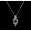 Image 1 : 14KT Yellow Gold 2.48ct Topaz and Diamond Pendant With Chain