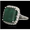 14KT White Gold 8.51ct Emerald and Diamond Ring