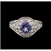 Image 1 : 1.30ctw Tanzanite and Diamond Ring - 14KT White Gold