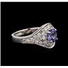 Image 2 : 1.30ctw Tanzanite and Diamond Ring - 14KT White Gold