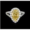 Image 2 : EGL USA Cert 2.72ctw Fancy Yellow Diamond Ring - Platinum