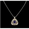 Image 1 : 8.09ct Tanzanite and Diamond Pendant With Chain - 14KT Yellow Gold