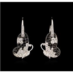 2.60ctw Black Diamond Earrings - 18KT White Gold