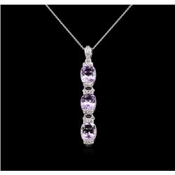 Crayola 6.60ctw Pink Amethyst and White Sapphire Pendant With Chain - .925 Silve