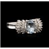 Image 1 : 14KT White Gold 1.17ct Aquamarine and Diamond Ring