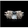 Image 2 : 14KT White Gold 1.17ct Aquamarine and Diamond Ring