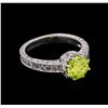 GIA Certified 2.09ctw Fancy Green Yellow Diamond Ring - 14KT White Gold