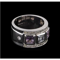 0.54ctw Amethyst and White Sapphire Ring - .925 Silver